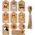 2 Confezioni 50 pz/set Etichette di carta Kraft natalizie Etichette di carta da regalo (serie 6)