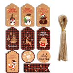 2 Confezioni 50 pz/set Etichette di carta Kraft natalizie Etichette di carta da regalo (serie 7)