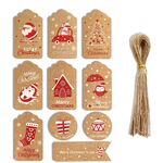 2 Confezioni 50 pz/set Etichette di carta Kraft natalizie Etichette di carta da regalo (serie 8)
