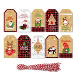 2 Confezioni 50 pz/set Etichette di carta Kraft natalizie Etichette di carta da regalo (serie 9)
