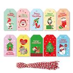 2 Confezioni 50 pz/set Etichette di carta Kraft natalizie Etichette di carta da regalo (serie 10)