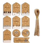 2 confezioni da 50 pezzi / set Etichette di carta kraft natalizie Etichette di carta da regalo (serie 13)