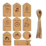 2 Confezioni 50 pz/set Etichette di carta Kraft natalizie Etichette di carta da regalo (serie 14)