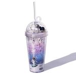 Bicchiere d'acqua in plastica a doppio strato con tazza di paglia spaziale da 420 ml