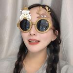 2 pezzi di fermagli per capelli natalizi personalizzati con occhiali strani di Natale, colore: cervo con glitter dorati