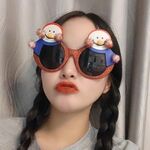 2 fermagli per capelli natalizi personalizzati con occhiali natalizi strani, colore: pagliaccio glitterato