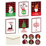 5 set 6 biglietti pieghevoli + 6 buste + 6 adesivi Biglietti d'auguri per il giorno di Natale (MC8-92)