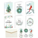 6 biglietti pieghevoli + 6 buste + 6 adesivi Biglietti d'auguri per il giorno di Natale (MC8-94)
