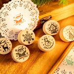 Set di francobolli fai-da-te in legno di cervo con fiocco di neve di Natale 6 pezzi / set
