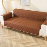 Fodera per divano con motivo a rombi, impermeabile, a doppia faccia, per animali domestici, dimensioni: 55x196 cm (caffè)