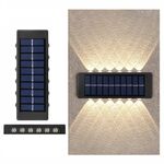 Lampada da parete solare al litio 12LED Faretti a doppia testa impermeabili su e giù per esterni (luce calda)