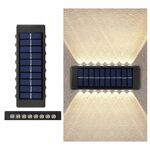 Lampada da parete solare al litio da 16 LED Faretti a doppia testa impermeabili su e giù per esterni (luce calda)