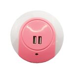 Luce notturna a LED A78B con porta USB Luce del sensore di controllo della luce intelligente, spina: spina americana (rosa)