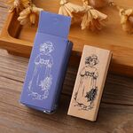 4 pezzi Fiori e piante in legno Timbro ragazza Manuale di piante fresche Timbro decorativo fai da te (Ragazza cesto di fiori)
