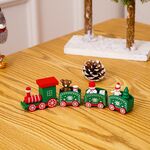Decorazione natalizia Treno in legno Scuola materna Regalo per la festa di Natale (verde 4 sezioni)
