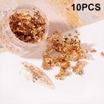 10 PCS K Gold Tin Foil Decorazione per unghie Adesivo adesivo per smalto per unghie (05 Champagne Gold)