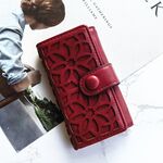 Borsa portachiavi da donna multifunzionale con tripla piega in PU (rosso)
