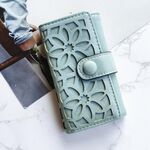 Borsa portachiavi da donna multifunzionale con tripla piega in PU (verde)