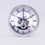 Orologio al quarzo trasparente in metallo Orologio con ingranaggi Accessori fai-da-te 97mm Testa dell'orologio in argento