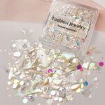 3 scatole decorazioni per unghie conchiglia paillettes gioielli per unghie (03 bianco)