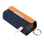 Per IQOS ILUMA Custodia portatile per sigarette elettroniche a colori contrastanti con anello per appenderla (marrone + denim blu scuro)