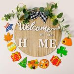 Stereoscopico fai da te per la casa rotondo in legno porta di benvenuto cartello pendente ghirlande decorazione da appendere a parete