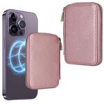 HS-005 MagSafe Magnetic Zipper Card Bag Adesivo posteriore per telefono cellulare (oro rosa)