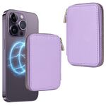 HS-005 MagSafe Borsa magnetica per carte con cerniera Adesivo posteriore per cellulare (viola chiaro)