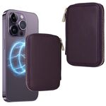 HS-005 MagSafe Borsa magnetica per carte con cerniera Adesivo posteriore per cellulare (viola scuro)