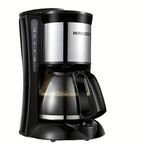 HOMEZEST Macchina per caffè americano automatico da 600 W, 0,65 litri, con caraffa in vetro, capacità di 2-6 tazze (spina UK nera 323)