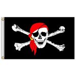 60x90 cm Bar Casa stregata Pirata Scheletro Bandiera Halloween Panno da appendere, Stile: Foulard rosso
