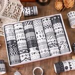 Set di 60 rotoli/set di nastri Washi da 1,5 cm x 2 m per forniture di scrapbooking, nastri artistici (password in bianco e nero)