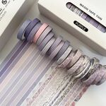 Set di nastri Washi sottili divisi, 20 rotoli/scatola, 0,7 cm x 3 m, adesivi per album fai da te (viola)