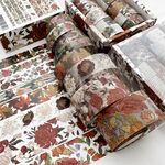 Set di 8 rotoli/scatola di nastri in PET trasparente stile antico per journaling 3 cm x 2+2 cm x 2+1,5 cm x 4 (fiori fioriti)