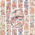 Nastro adesivo Washi 5 cm x 5 m (lunghezza modello 150 cm) Nastro adesivo per diario con ragazza carina a forma di cuore, Stile: Cabina romantica