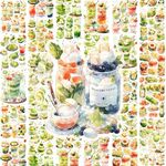 Nastro adesivo Washi 5 cm x 5 m (lunghezza modello 150 cm) Nastro adesivo per diario con cuori per ragazze carine, stile: tè pomeridiano da dessert