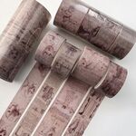 Set da 4 rotoli di nastro adesivo Washi combinato retrò per diari e lavori creativi, 3 cm x 1 + 2 cm x 3, Stile: Manoscritto Da Vinci