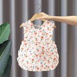 Bavaglini estivi senza maniche per bambini, vestiti reversibili per mangiare fiori, stile: girasole rosa (taglia: 100)
