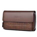 WEIXIER W129 Pochette antifurto da uomo con fibbia magnetica Portafoglio multi-carta di grande capacità (marrone)