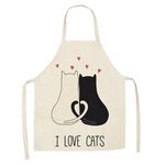 Cartone animato gatti coppia grembiule senza maniche in lino cucina mobili pulizia tuta, modello: W-01414 (68 x 55 cm)