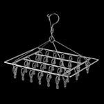 Appendino per calzini quadrati in acciaio inox, multifunzionale, antivento, stile: 35x27 cm, 30 clip