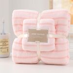 2 pezzi/set asciugamano da bagno in velluto corallo spesso asciugamano da spiaggia morbido assorbente senza pelucchi, dimensioni: 70x140 cm + 35x75 cm (rosa)