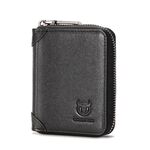 Portafoglio porta carte multi-slot in pelle bovina con cerniera e RFID antifurto BULL CAPTAIN (nero)