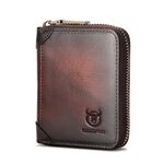 Portafoglio porta carte multi-slot in pelle bovina con cerniera e RFID antifurto BULL CAPTAIN (caffè)