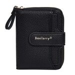 Portafoglio corto da donna con cerniera multi-slot per carte Baellerry N1915 modello Lychee (nero)