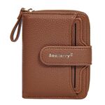 Portafoglio corto da donna con cerniera multi-slot per carte Baellerry N1915 modello Lychee (marrone)