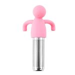 Colino da tè in acciaio inossidabile 304 per filtro da tè a forma di uomo (rosa)