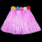 Costume da spettacolo di hula di Halloween da 30 cm, decorazione per feste hawaiane, colore: gonna di erba rosa