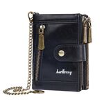 Baellerry D3261 Retro Multi-Slot per carte Portafoglio corto con doppia cerniera Portamonete (nero)