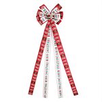 Decorazione per la cima dell'albero di Natale, fiocco in lino finto, ciondolo a doppio strato (lettere rosse e bianche)